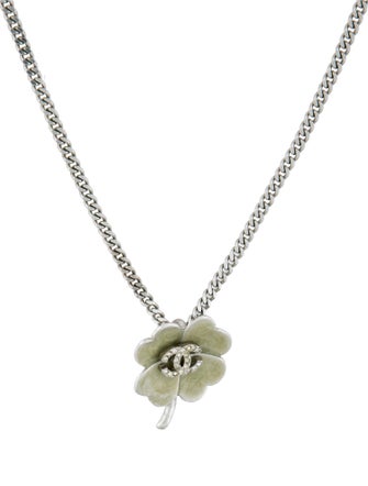 Chanel Resin & Strass CC Clover Pendant Necklace
