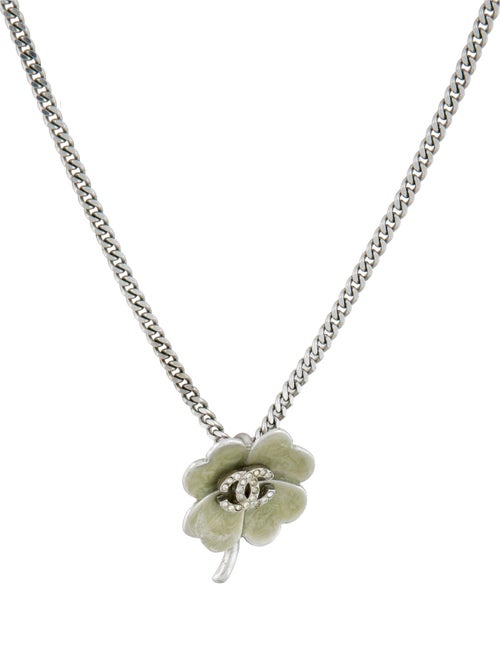 Chanel Resin & Strass CC Clover Pendant Necklace