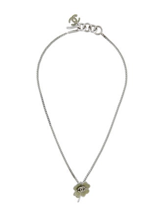 Chanel Resin & Strass CC Clover Pendant Necklace