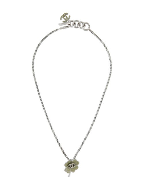 Chanel Resin & Strass CC Clover Pendant Necklace