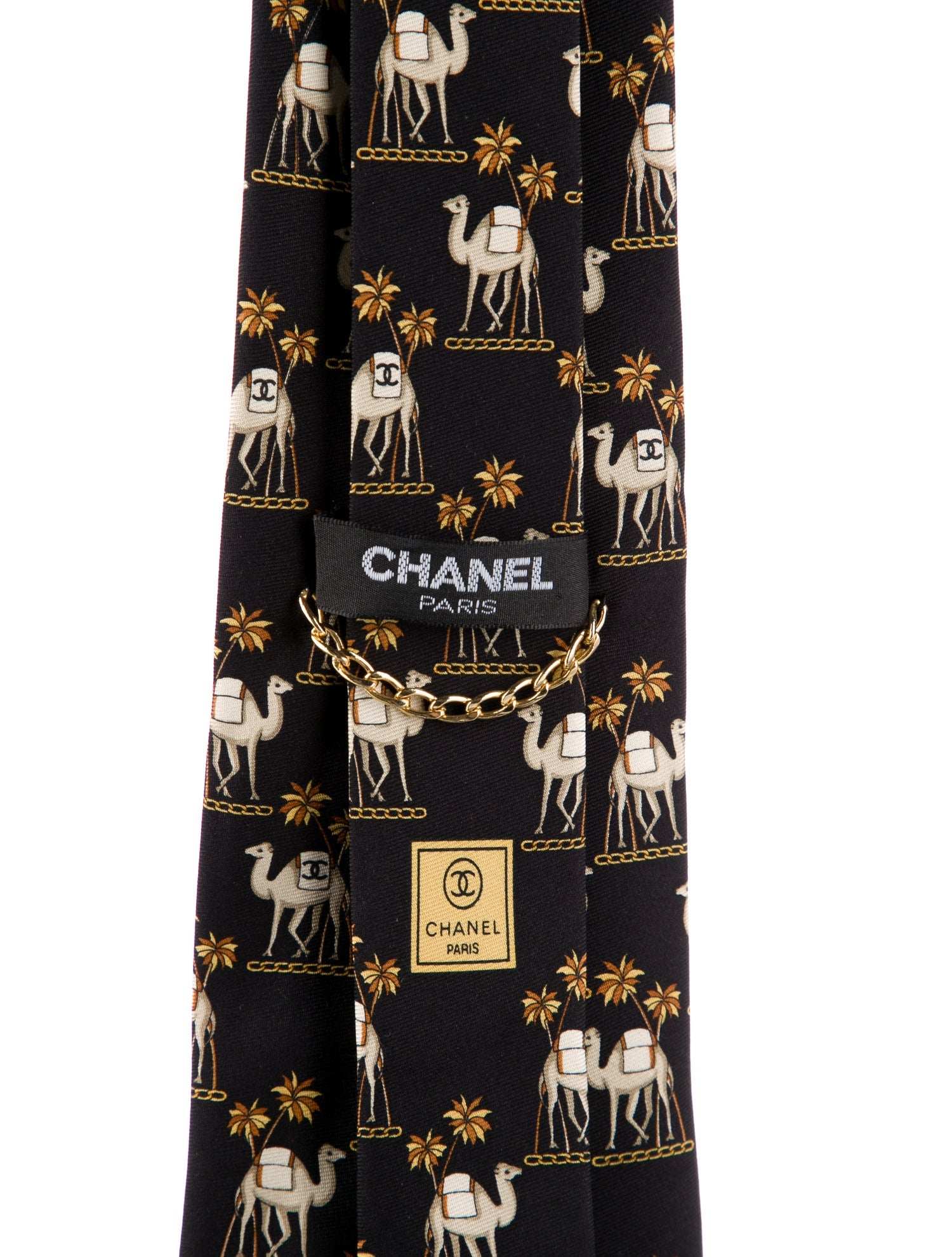 Chanel CC Camel Silk Tie