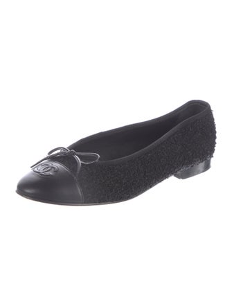 Chanel Interlocking CC Logo Tweed Ballet Flats