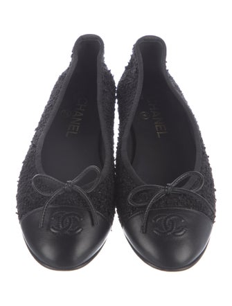 Chanel Interlocking CC Logo Tweed Ballet Flats