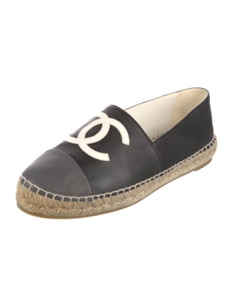 Chanel Interlocking CC Logo Leather Espadrilles