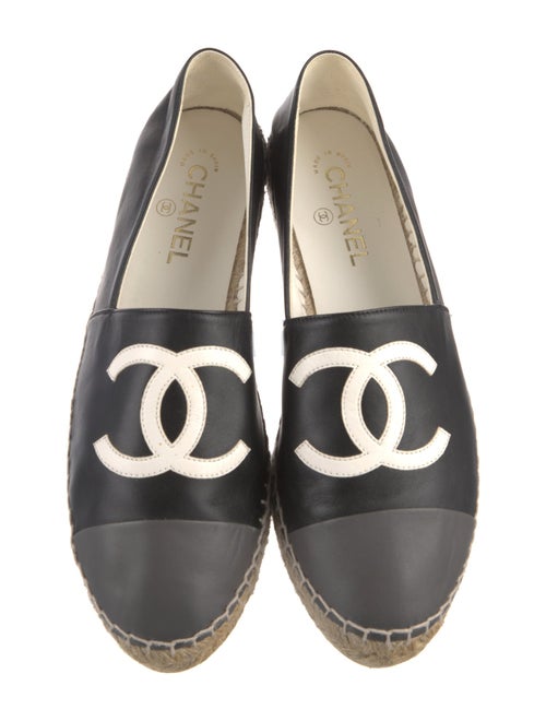 Chanel Interlocking CC Logo Leather Espadrilles