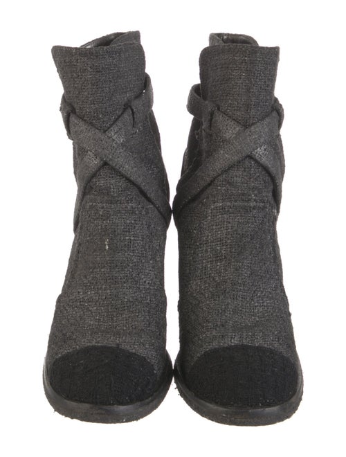 Chanel Signature Logo Tweed Boots
