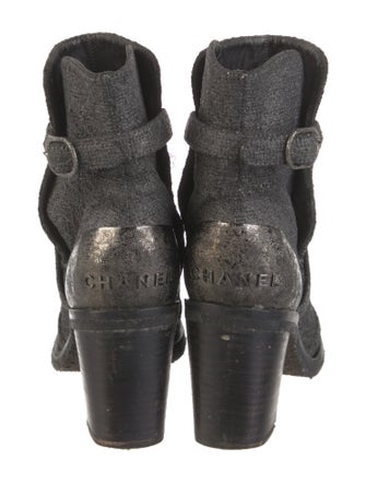 Chanel Signature Logo Tweed Boots