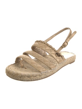 Chanel Interlocking CC Logo Leather Espadrilles