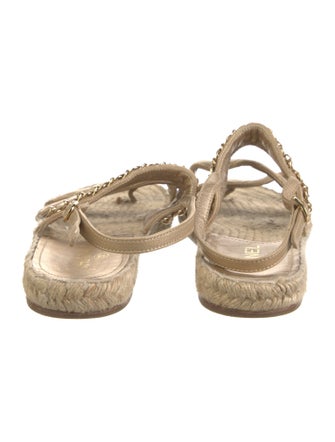 Chanel Interlocking CC Logo Leather Espadrilles