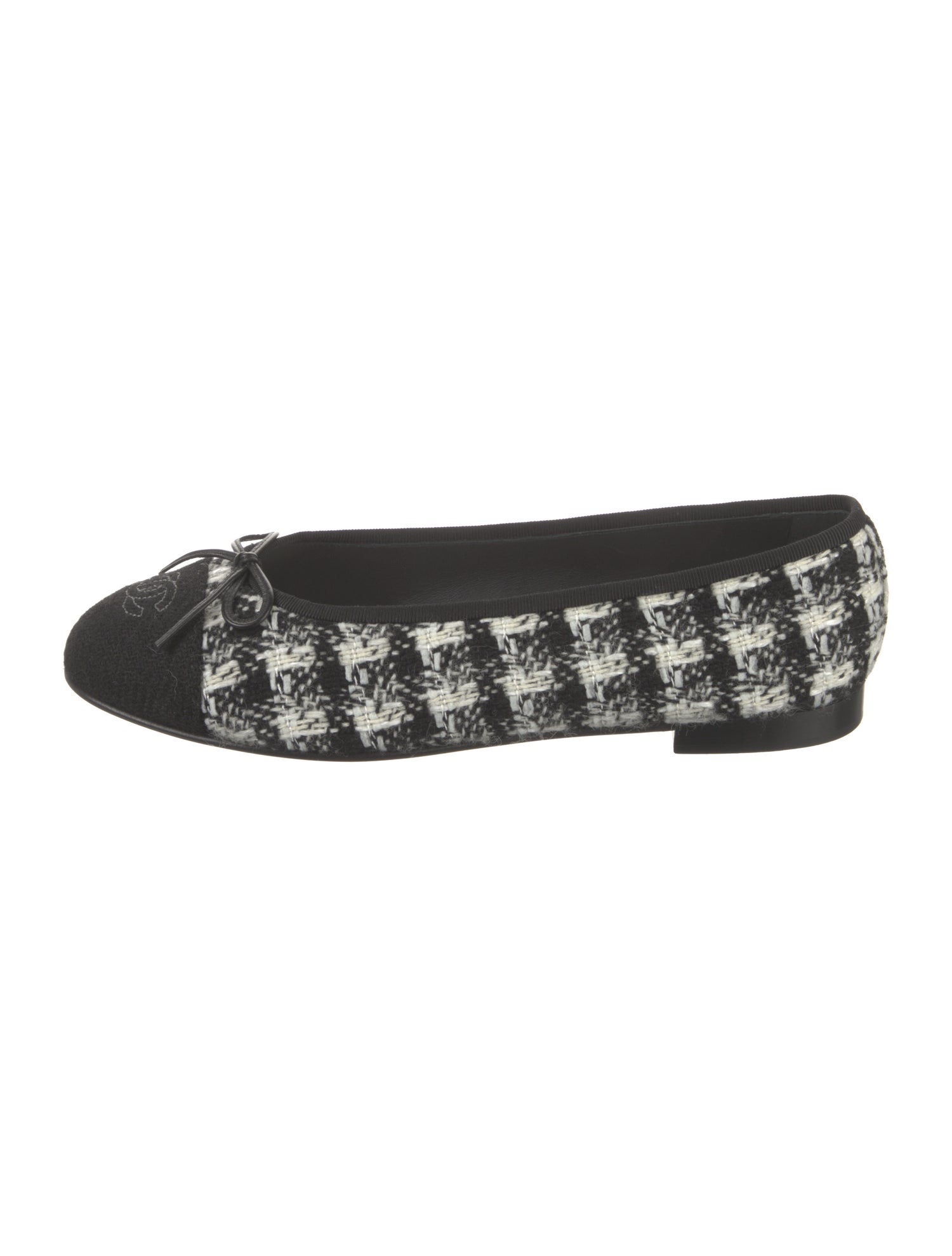 Chanel Interlocking CC Logo Tweed Ballet Flats