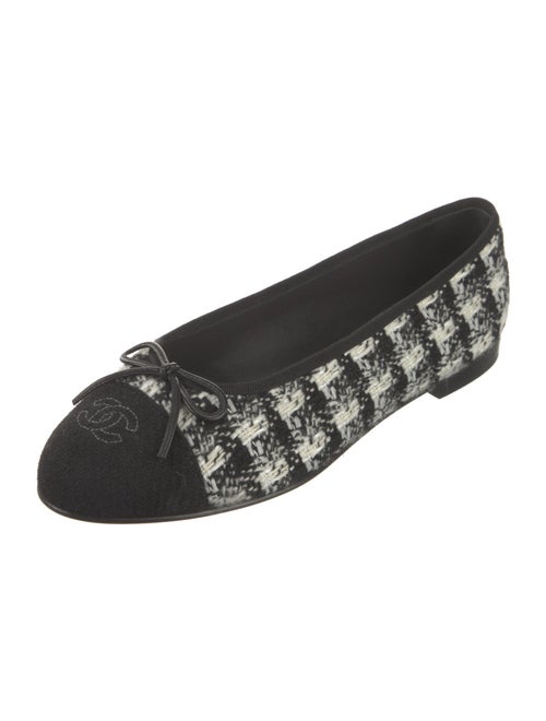Chanel Interlocking CC Logo Tweed Ballet Flats