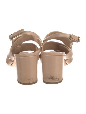 Chanel Interlocking CC Logo Leather Slingback Sandals