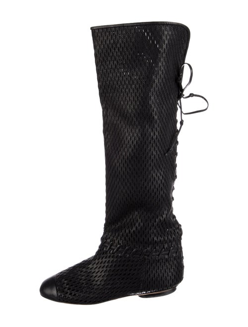 Chanel Interlocking CC Logo Leather Lace-Up Boots