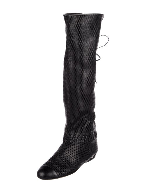 Chanel Interlocking CC Logo Leather Lace-Up Boots