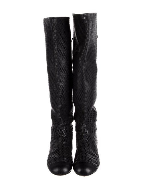 Chanel Interlocking CC Logo Leather Lace-Up Boots