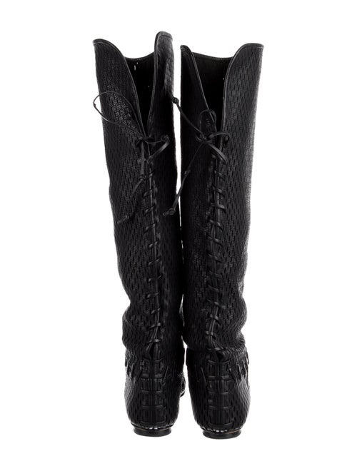 Chanel Interlocking CC Logo Leather Lace-Up Boots