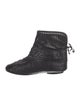 Chanel Leather Whipstitch Trim Lace-Up Boots