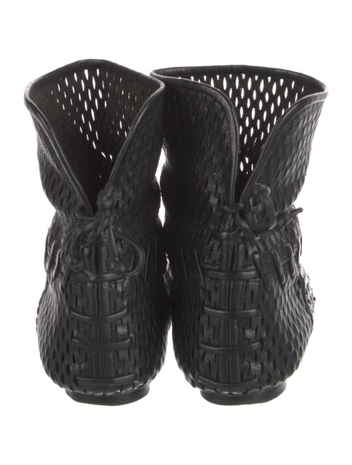 Chanel Leather Whipstitch Trim Lace-Up Boots