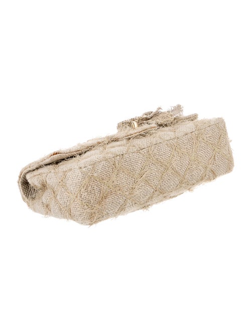 Chanel Medium Straw & Jute Camellia Flap Bag