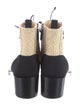 Chanel Interlocking CC Logo Grosgrain Trim Lace-Up Boots