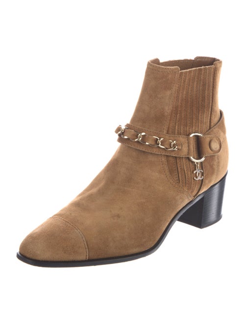 Chanel Interlocking CC Logo Suede Moto Boots