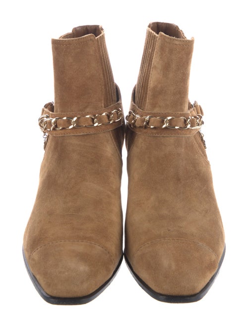 Chanel Interlocking CC Logo Suede Moto Boots