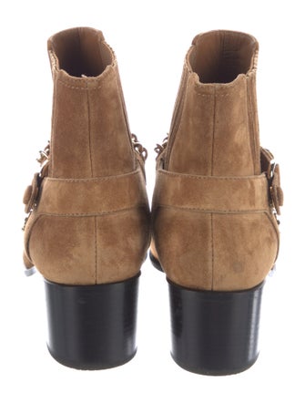 Chanel Interlocking CC Logo Suede Moto Boots