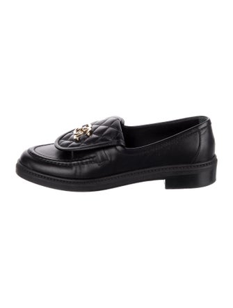 Chanel Interlocking CC Logo Leather Loafers
