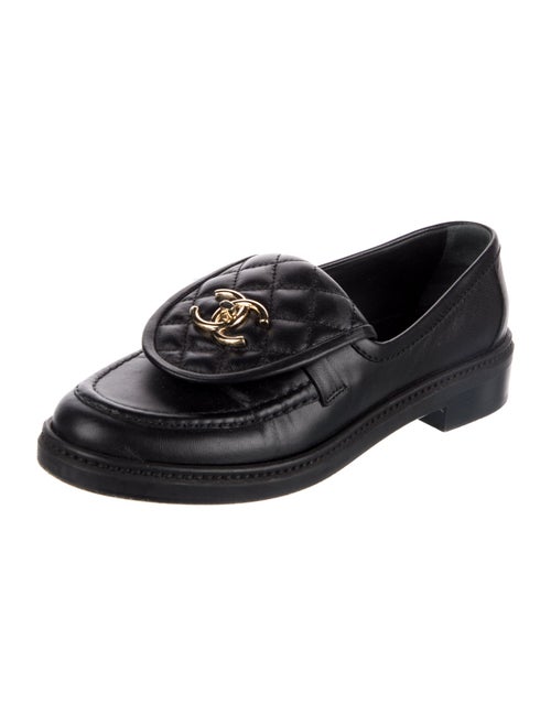 Chanel Interlocking CC Logo Leather Loafers