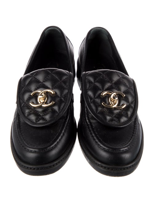 Chanel Interlocking CC Logo Leather Loafers