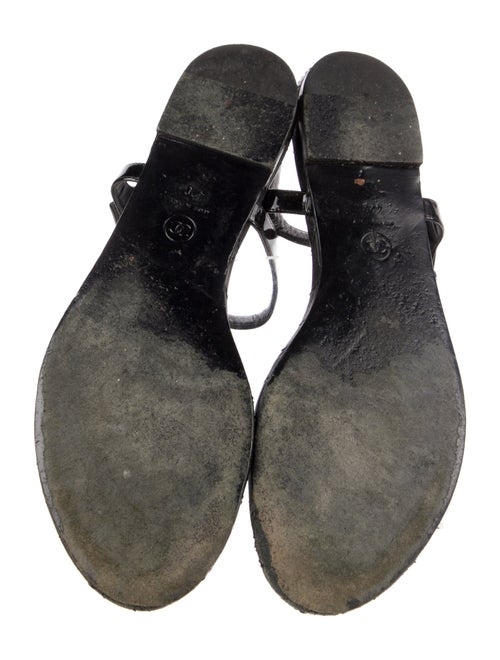 Chanel Interlocking CC Logo Leather T-Strap Sandals