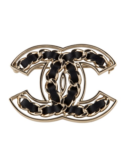 Chanel Leather CC Brooch