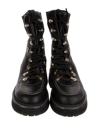 Chanel Interlocking CC Logo Leather Combat Boots