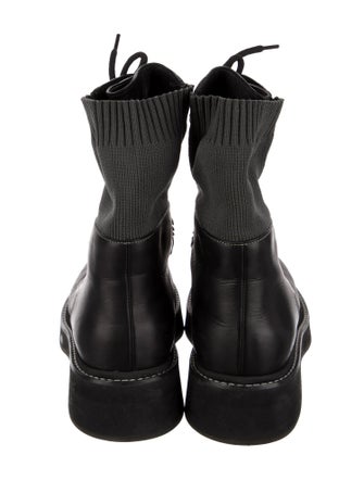 Chanel Interlocking CC Logo Leather Combat Boots