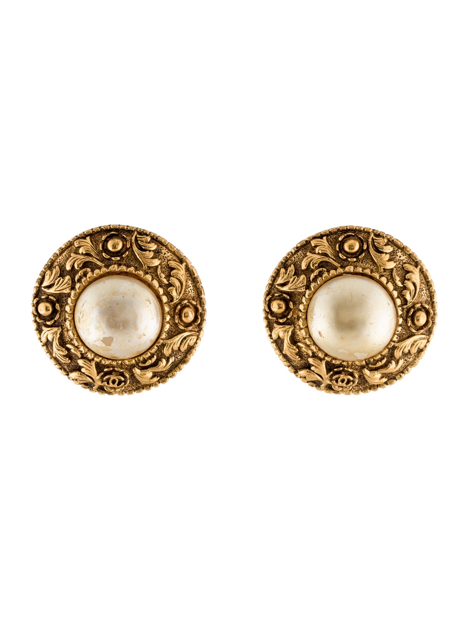 Chanel Vintage Faux Pearl Clip-On Earrings