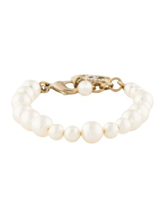 Chanel Faux Pearl & Strass CC Bead Bracelet
