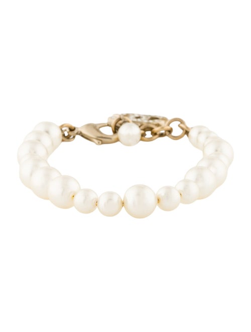 Chanel Faux Pearl & Strass CC Bead Bracelet