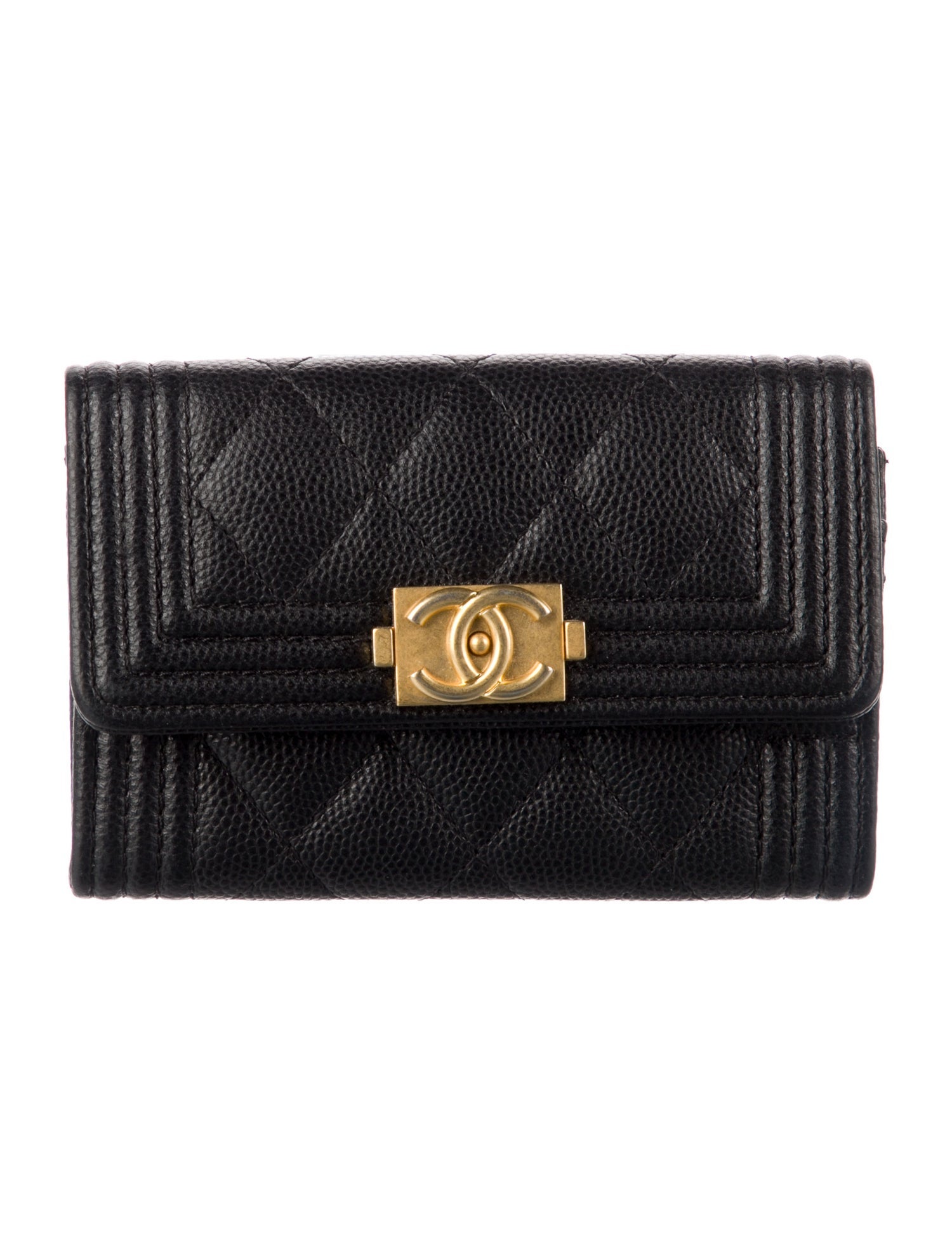 Chanel Boy Card Holder Flap Interlocking CC Logo Wallet