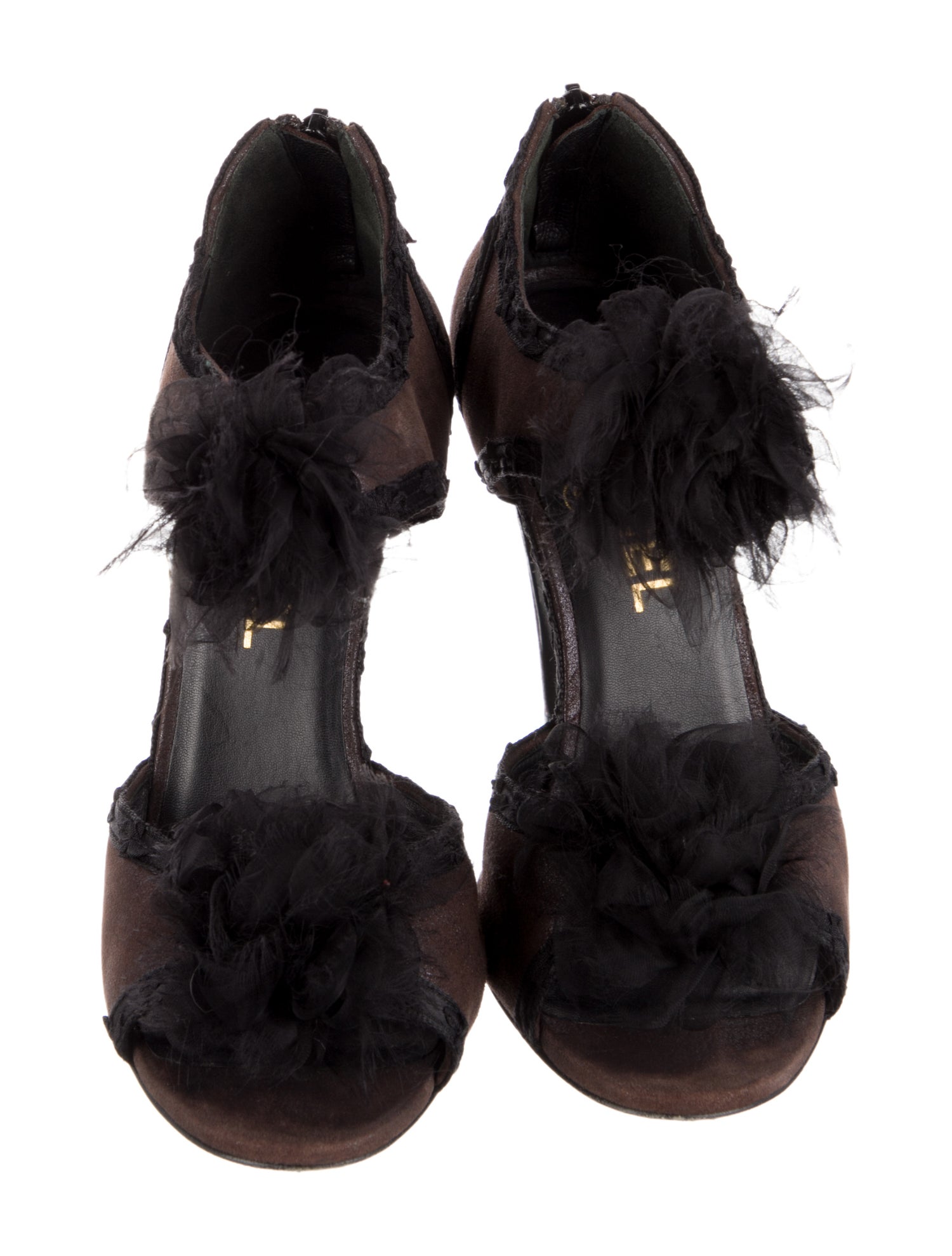 Chanel Interlocking CC Logo Suede Sandals