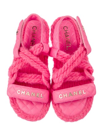 Chanel Interlocking CC Logo Leather Sandals