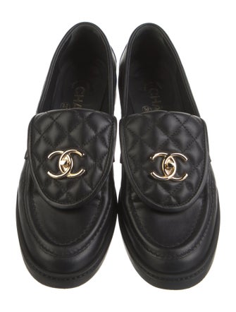 Chanel Interlocking CC Logo Leather Loafers