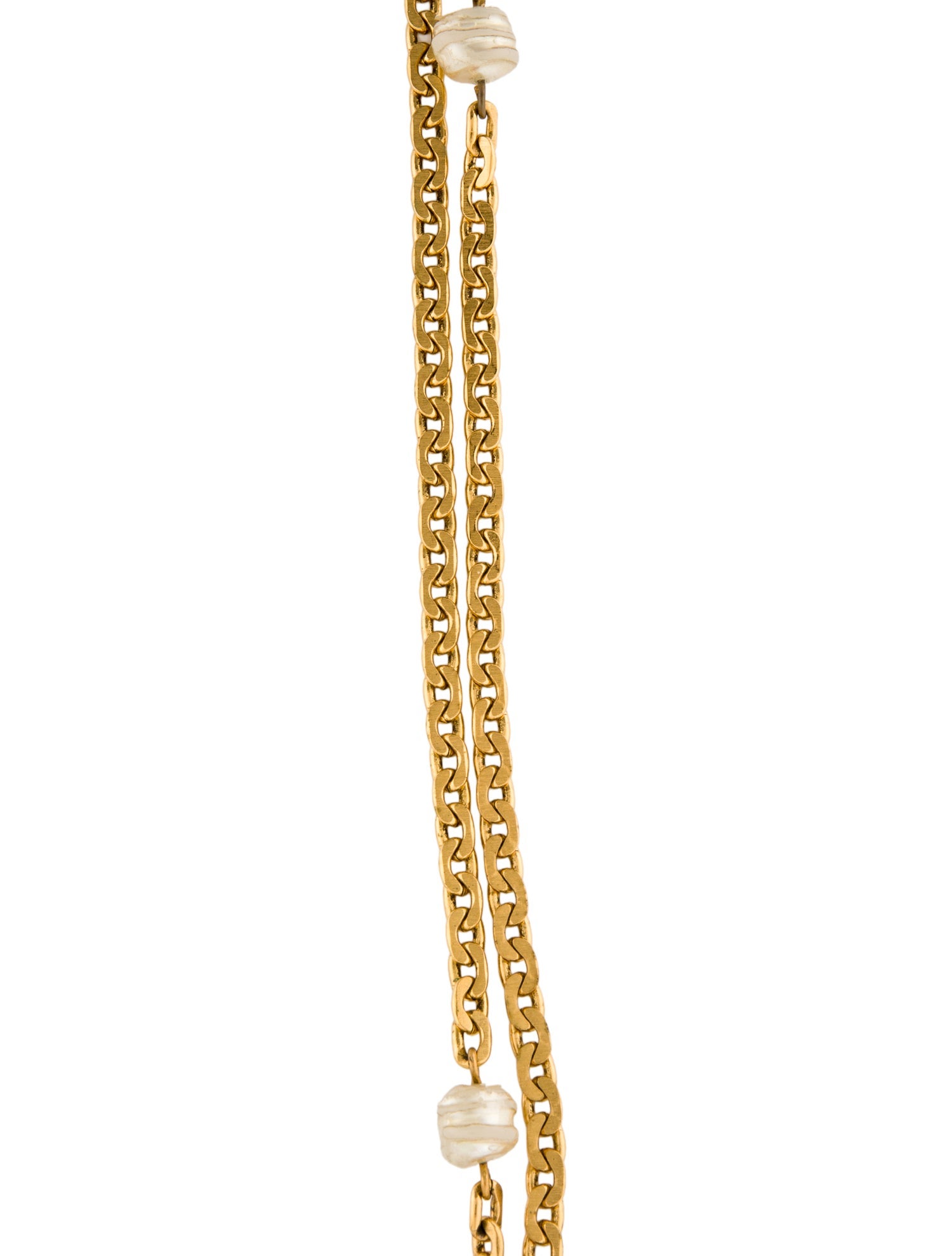 Chanel Vintage Faux Pearl Long Station Necklace