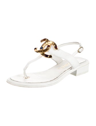 Chanel 2022 Interlocking CC Logo Slingback Sandals