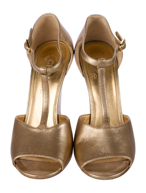 Chanel 2015 Interlocking CC Logo T-Strap Sandals