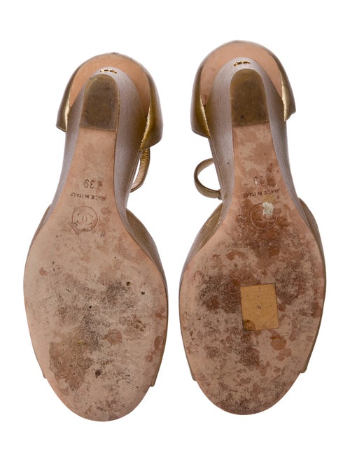 Chanel 2015 Interlocking CC Logo T-Strap Sandals