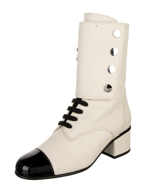 Chanel Interlocking CC Logo Leather Combat Boots