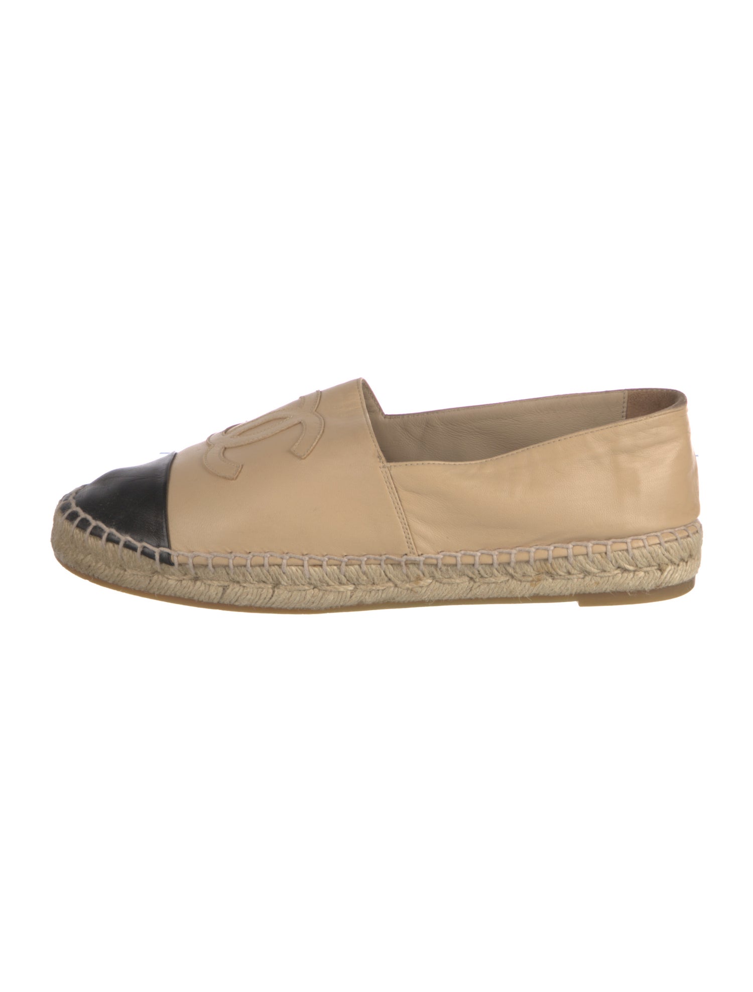 Chanel Interlocking CC Logo Leather Espadrilles