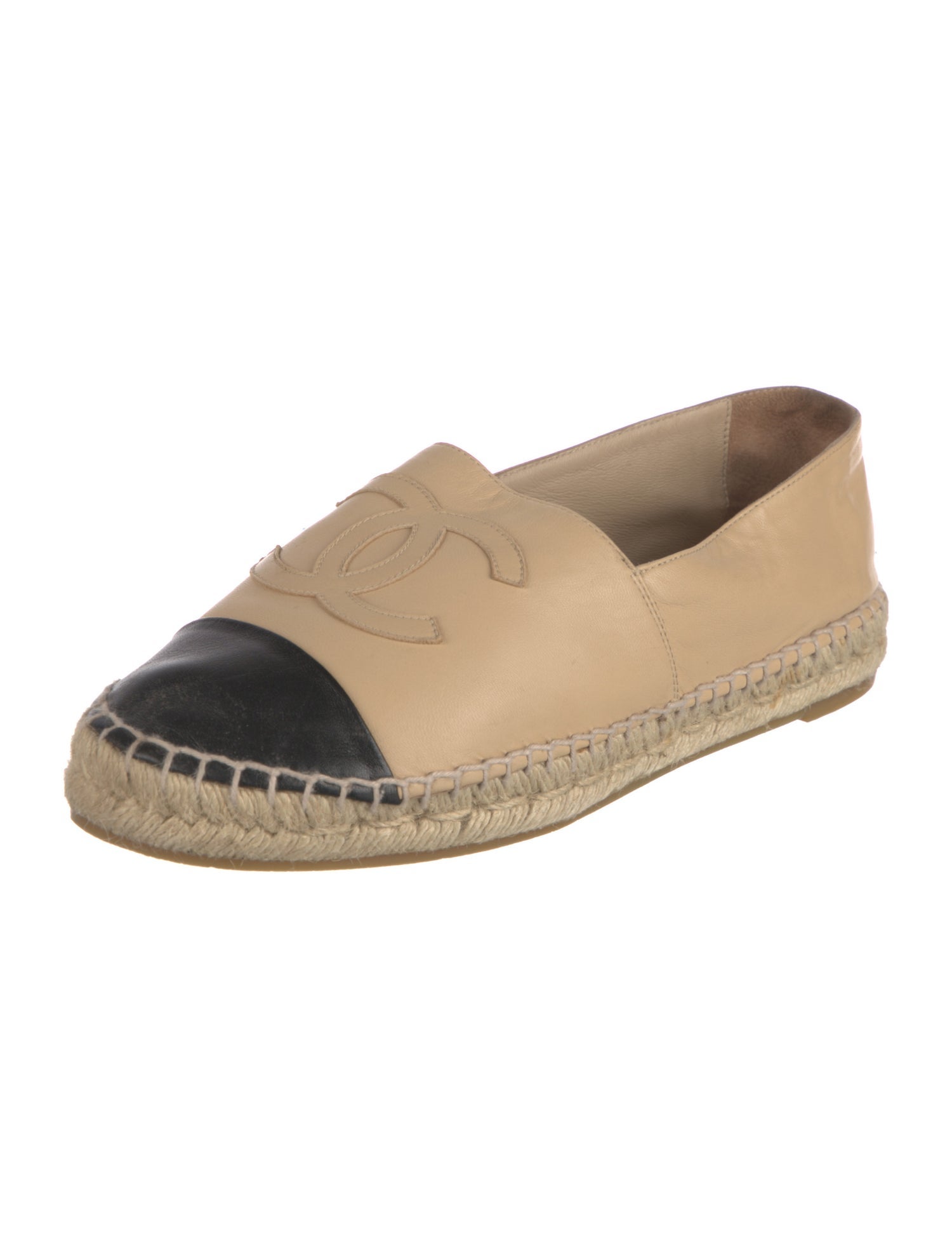 Chanel Interlocking CC Logo Leather Espadrilles