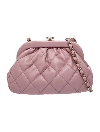 Chanel Quilted CC Kisslock Clutch w/ Chain