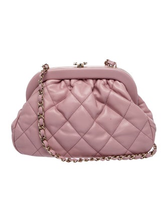 Chanel Quilted CC Kisslock Clutch w/ Chain